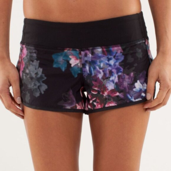 Lululemon Run Speed Short Size 6 Spring Has Sprung Multi / Black Low Rise Lined - Picture 5 of 9